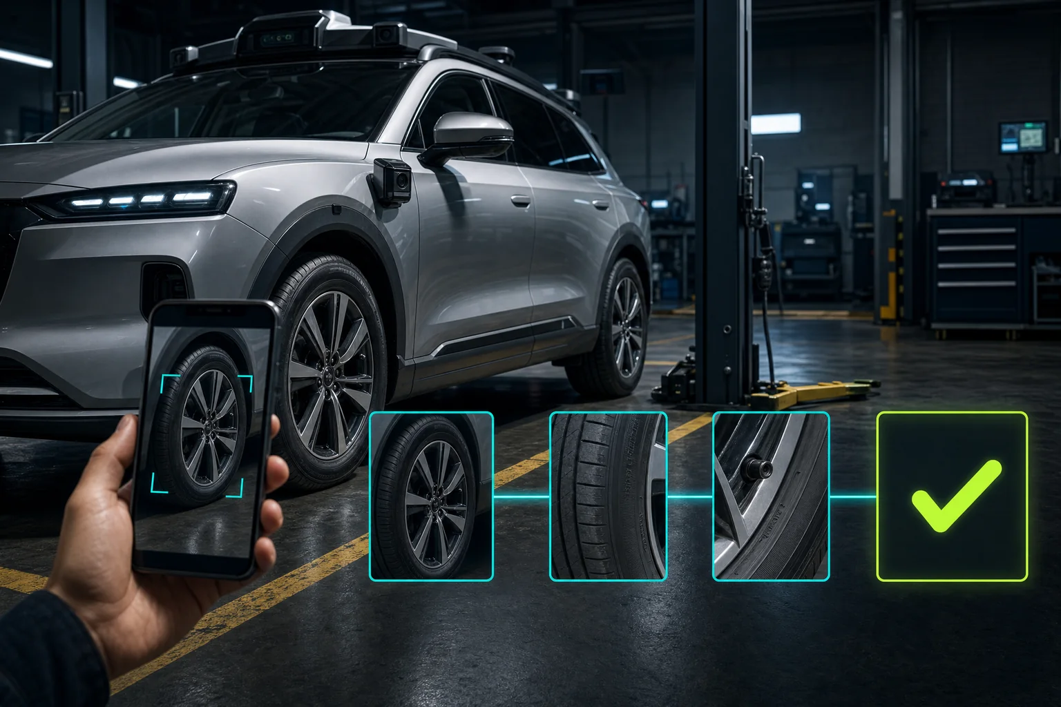 ReadyCar ASV evidence supporting an autonomous tire-service completion decision.