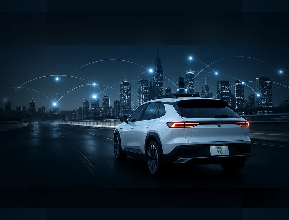 Cinematic autonomous vehicle operating across a connected city service network.
