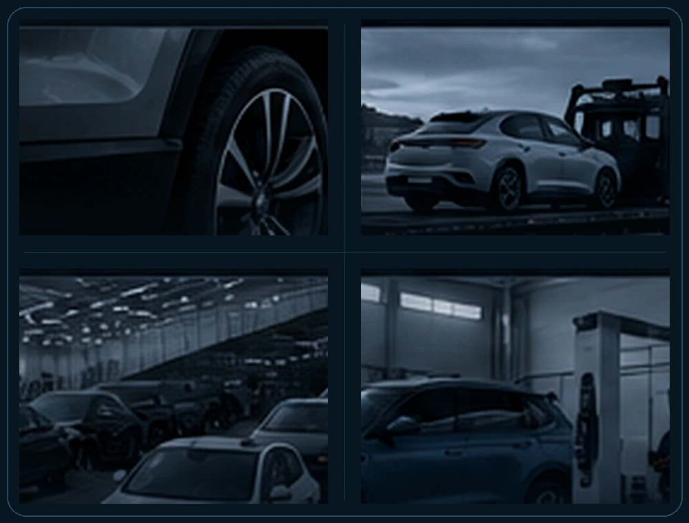A four-panel view of tire service, vehicle recovery, fleet charging and maintenance capacity supporting autonomous fleets.